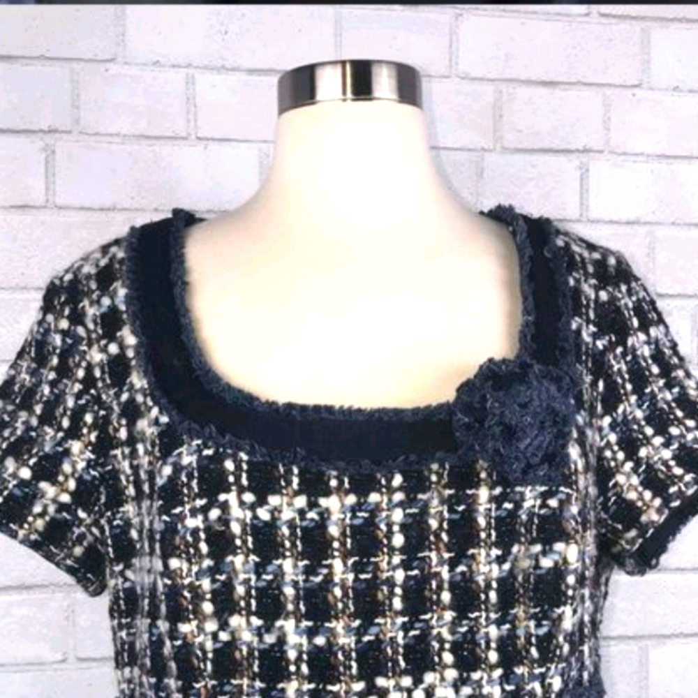 Etcetera Tweed Denim Dress Size 6 T 1989